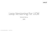 Loop Versioning For LICM - LLVMllvm.org/devmtg/2015-10/slides/Nema-LoopVersioningLICM.pdf · versioning •If the loop is a candidate for versioning then create a memory bounds check,