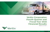 Veritiv Corporation Fourth Quarter and Fiscal Year 2016 · 2019-01-14 · This presentation is being furnished to the SEC through a Form 8-K. The Company’s Annual Report on Form