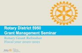 Rotary District 5950 Grant Management Seminar · 6. Each Club may be the primary sponsor for (1) one grant: Local OR Non-Rotary Partner OR Small International through October 2020