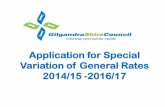 Application for Special Variation of General Rates · Background – 2011/12 • Special Rate Variation Application 3.2% above rate pegging for 7 years starting 2012/13 - Increase