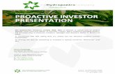 THC Proactive Investor Presentation ASX -Fdocx · The Hydroponics Company Limited ACN: 614 508 039 (ASX:THC) Level 2, 131 Macquarie Street, Sydney, NSW, Australia. 2000 p: +61 2 9251