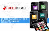 Q3 2016 Rocket Internet SE & Selected Companies€¦ · in this presentation, including assumptions, opinions and views of Rocket or cited from third party sources, are solely opinions