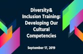 Diversity& Inclusion Training: Developing Cultural Competency · 2019-09-17 · Yosso, T.J. (2005). Whose culture has capital? A critical race theory discussion of community cultural