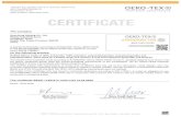 Standard 100 OEKO-TEX® Certificate (synthetic materials) (2)100... · is granted authorisation according to STANDARD 100 by OEKO-TEX@ to use the STANDARD 100 by OEKO-TEX@ mark, based