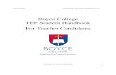 Boyce College TEP Student Handbook For Teacher Candidates · Boyce College Undergraduate TEP Student Handbook 2012-13 Boyce College TEP Student Handbook For Teacher Candidates Department