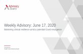 Weekly Advisory: June 17, 2020 · Presented by Health Care Advisory Board Weekly Advisory: June 17, 2020 Bolstering clinical resilience amid a potential Covid resurgence