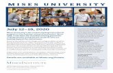 MisesU 2020 Flyer · Mises University is the world’s leading instructional program in the Austrian school of economics. Since 1986, it has been the essential training ground for