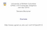 curves - cs.ubc.catmm/courses/314-13/slides/curves.pdf · Curves University of British Columbia CPSC 314 Computer Graphics Jan-Apr 2013 Tamara Munzner . 2 Reading • FCG Chap 15