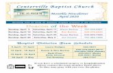Centerville Baptist Churchcentervillebaptistchurch.org/files/April_2020_Newsletter.pdf · Midweek Youth Meetup - Online 6:30 PM Cancelled-Choir Practice Thursday, 2 April 2020 Cancelled