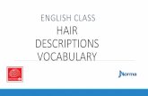 ENGLISH CLASS HAIR DESCRIPTIONS VOCABULARY...English Session – New Vocabulary Let´s learn the vocabulary to describe the hair 1 First the size of the hair If the hair is : short