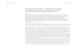 Experiences typesetting mathematical physics Experiences typesetting mathematical physics EUROTEX 2009