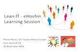 Lean IT - eHoshin Learning SessionHoshin of the next 25 years of Lean “Real Stuﬀ” Hoshin for the next IT Conference Organisaon “Exercise” Your own Hoshin here Exercise 1: