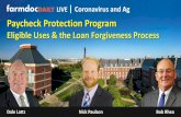 Paycheck Protection Program · 5/12/2020  · PPP Loan Forgiveness . PPP Loan computation • Payroll $20,000 • Health Insurance for employees $5,000 • 2019 Schedule F net profit