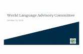 World Language Advisory Committee...2018/10/15  · Competency exams, if available, to earn language proficiency certificates (A2/B1) 12 Program Goals and Targets High School Earn