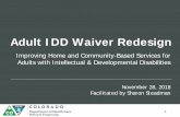 Adult IDD Waiver Redesign - Colorado · Adult IDD Waiver Redesign Stakeholder Meeting Presentation-November 2018 Author: joshua.negrini@hcpf.state.co.us Created Date: 1/7/2019 10:58:49