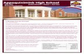 Appoquinimink High School Achievement ~ Honor ~ Service · 04-08-2016  · The start of the 2016-2017 school year is just around the corner. As the proud principal of AHS, I want