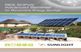 RES SOPzS Advanced Batteries · • Manufactured at SUNLIGHT’s European production facilities, certified with ISO 9001, ISO 14001, BS OHSAS 18001. • Compliant with IEC 61427 requirements