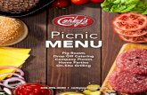 Picnic MENU - Download Our Menus | Corky’s Catering · All menus include tableware and warming units when necessary. Theme Drop-off Menus 630-396-3030 | corkyscatering.com Classic
