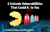 5 vulnerabilities that could byͥte you · •Burp and ZAP Plugins (Retire.js, CSP Auditor) •Volunteer for the conference and former trainer. Small history of encoding. ASCII reated