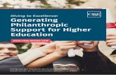 Giving to Excellence: Generating Philanthropic Support for ...Growth in philanthropic income, donor numbers and investment in development and alumni relations functions have been the