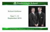 School Uniform Year 7 11 September 2019 · UNIFORM Dark grey Stanborough School blazer with green trim Stanborough School black jumper with green trim (optional) Collared white shirt,