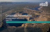 For personal use only · Corporate Presentation | Renewable Energy on Tap | August 2020 | Genex Power (GNX) ASX code: GNX Shares on issue: 401.8M Market cap (30.07.2020): $104M Cash