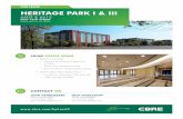 FOR LEASE HERITAGE PARK I & III - cbre.us€¦ · PRIME OFFICE SPACE + Recently renovated − Welcoming common lobbies and corridors − Tenant Wi-Fi Vending Lounge − 812 recently