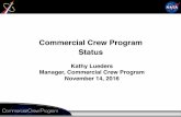 Commercial Crew Program Status - NASA · 14.11.2016  · Force Station’s Space Launch Complex-41 " ... Design Change Data Collection Timeline Development Fault Tree Development