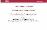 October 2015 Non-Agricultural Products Approved Via HSE ......8853 PROTECTOR NATURAL AEROSOL 26 OCTOBER 2015 9117 VITAL PROTECTION 21 OCTOBER 2015 9849 SELKIL 21 OCTOBER 2015 9859