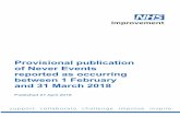 Provisional publication of Never Events reported as ...€¦ · date between 1 February and 31 March 2018. Of these 82 incidents: 76 Serious Incidents appeared to meet the definition