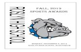 FALL, 2019 SPORTS AWARDS...2 = Second Year Varsity Certificate 3 = Third Year Varsity Plaque 4 = Fourth Year Varsity Plaque These awards are included in the envelope each athlete receives