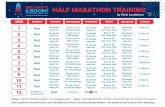 HALF MARATHON TRAINING · 2019-12-14 · HALF MARATHON TRAINING Pickups = fast but controlled running w/ 1 min easy jog between Tempo = moderately hard effort. If broken into intervals,
