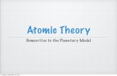 Atomic Theory - Ms. kropacmskropac.weebly.com/.../2/4/9/7/24970344/atomic_theory.pdfAtomic Theory Democritus to the Planetary Model Thursday, September 10, 2015 Democritus Greek philosopher