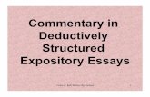 Commentary in Deductively Structured Expository Essays€¦ · 3. The ﬁrst sentence of any body paragraph in a deductively-structured essay is the topic sentence, which must include
