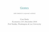 gentex - Economics 243 Fall 2018 · – don’t need plastics, paint & finish tech – all companies split their mirror “buy” among 2-3 firms – none buy 100% from a single firm