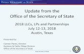 Update from the Office of the Secretary of State - 2018 · Professional Corporations 719 674. Professional Associations 432 537. Limited Liability Companies 166,589 150,266. Limited
