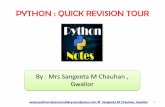 PYTHON : QUICK REVISION TOUR...Python identifier may be combination of alphabets, underscore and digits. The first letter of an identifier must be a letter or underscore ( _ ) . Case