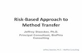 Risk-Based Approach to Method Transfer...•Assure that method validation applies to RU •Regulatory compliance Jeffrey Staecker, Ph.D. –BioPhia Consulting. ... – Comparison to