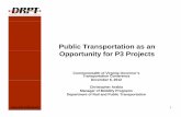 Public Transportation as an Opportunity for P3 Projects · Bus Service and the 495 & 95 Express Lanes Tyyp ( gsons Express service (Woodbridge to Tysons Corner) 175 – 200 passengers/day