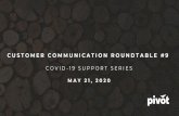 CUSTOMER COMMUNICATION ROUNDTABLE #9 · “COVID-19 Pushes Up Internet Use 70% And Streaming More Than ... • Outstream ads • Bumper ads. Video on Google. PIVOT • Reach ~2 million
