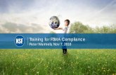 Training for FSMA Compliancepfac.com/wp-content/uploads/2016/11/FSMA-Training-Peter-Warmel… · Training for FSMA Compliance Peter Warmels, Nov 7, 2016 ©NSF Training and Education