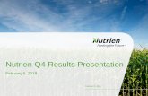 Nutrien Q4 Results Presentation · 2018-02-05 · Agrium Q4 2017 Retail Gross Profit Bridge 6 623 695 21 31 8 12 580 600 620 640 660 680 700 720 Q4 2016 Gross Profit Crop Nutrients