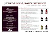 TEXAS FOOD & WINE PAIRINGS for OCTOBER WINE MONTH · Gewürztraminer is a dry, sweet wine with ﬂavors of ginger, rose, and orange. The medium body and low acidity allows this wine