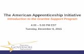 The American Apprenticeship Initiative · 2015-12-08 · The Technical Assistance Partnership •The National Governors Association (NGA) founded in 1908 •Serves as collective voice
