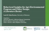 Behavioral Insights for Agri -Environmental Program and ... · To be included, the study must: 1. test the effect of one or more behavioral nudge 2. be motivated by an agri-environmental