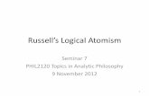 Russell’s Logical Atomism - philosophy.hku.hkphilosophy.hku.hk/courses/dm/phil2120/Seminar7-Russell'sLogicalAt… · Russell’s Logical Atomism Seminar 7 PHIL2120 Topics in Analytic