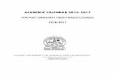 FOR POST GRADUATE CREDIT BASED COURSES · ACADEMIC CALENDAR 2016-2017 FOR POST GRADUATE CREDIT BASED COURSES 2016-2017 COCHIN UNIVERSITY OF SCIENCE AND TECHNOLOGY KOCHI 682 022, KERALA,