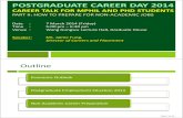 POSTGRADUATE CAREER DAY 2014 · Economic Outlook Economic Outlook t Overall Global projected growth : 3% in 2014 and 3.9% in 2015 Mild improvement expected in 2014-15 Strengthened