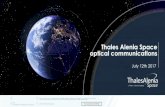 Thales Alenia Space optical communications 02 TAS... · 2019-07-24 · 2017 Thales Alenia Space THALES ALENIA SPACE INTERNAL TAS Approach for optical communications Technology Optical
