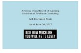 Arizona Department of Gaming Division of Problem Gambling ......Arizona Department of Gaming Division of Problem Gambling Self-Excluded Stats As of June 30, 2017. Arizona Department